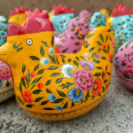 Hand-Painted Opening Hen 5 Yellow Floral