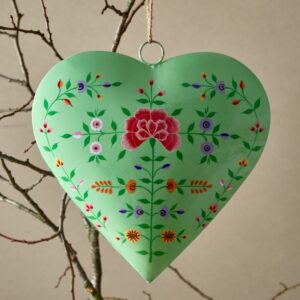 Pastel Green Large Hanging Metal Heart