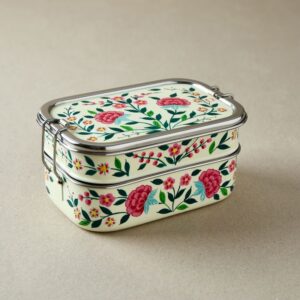 Pink Flowers Tiffin Box (1)