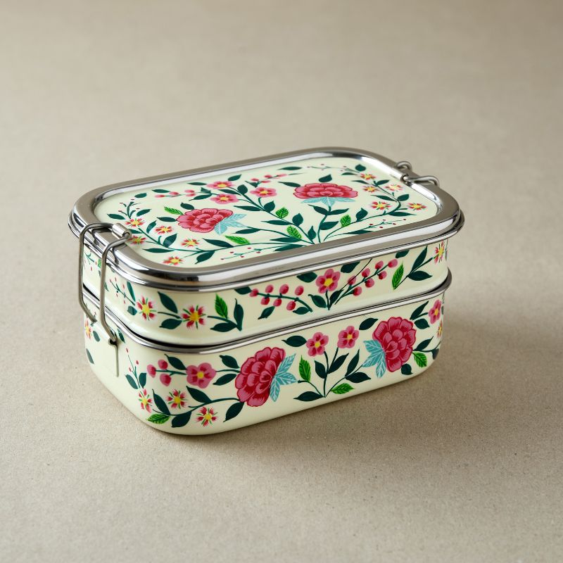 Pink Flowers Tiffin Box (1)