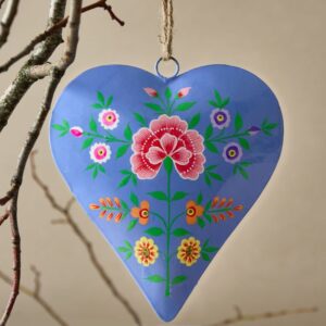 Violet Small Hanging Metal Heart